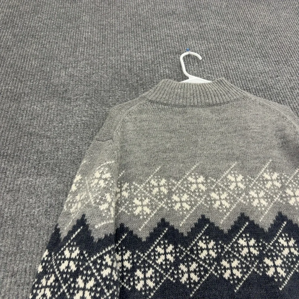 Paolo Mondo Sweater Mens XL Blue Grey Wool Blend Fair Isle Quarter Zip Mock Neck